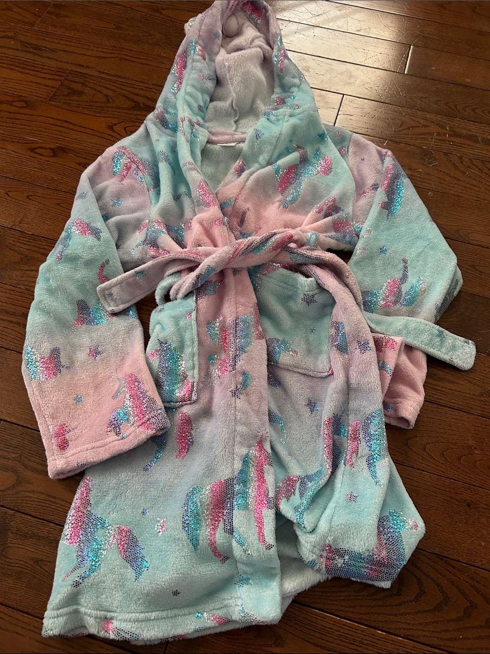 The Children's Place Pastel Pink, Blue & Lavender Sequin Unicorn Hooded Robe